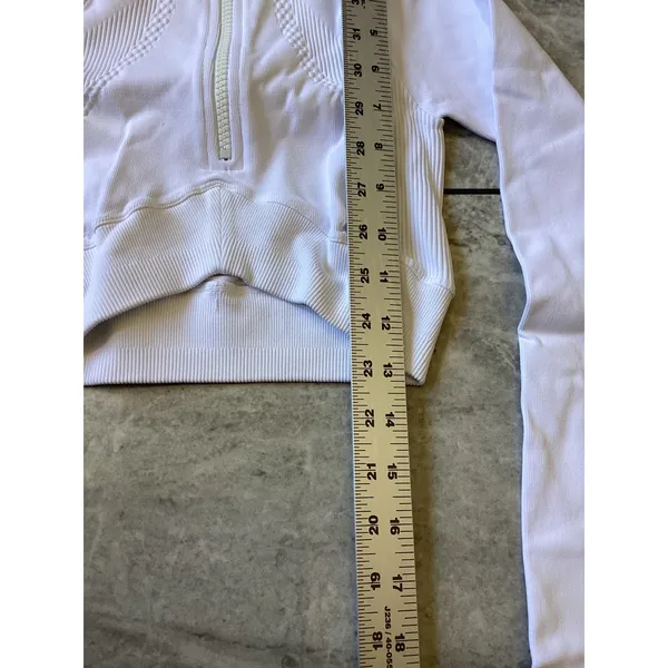 Joja NWOT Womens White Seamless Quarter Zip Long Sleeve Cropped Athletic Top XS - Image 4
