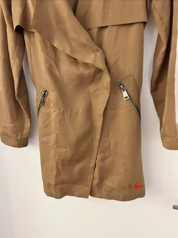 Anthropologie Cartonnier Draped Belted Dress Trench Coat in Copper Brown Size XS - Image 7