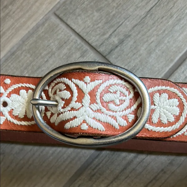 Brown and White Embroidered Belt - Image 2