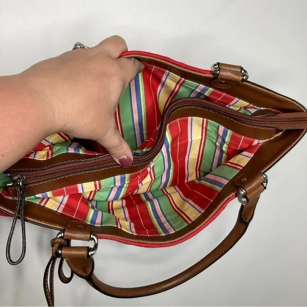 Fossil red‎ canvas handbag - Image 5