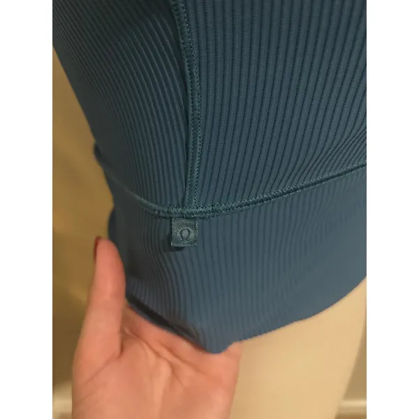Lululemon‎ Ribbed V-Neck Crop Tank Top Teal Blue Athleisure Yoga Gym Shirt - Image 2