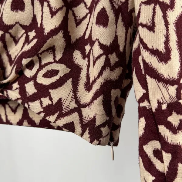 Zara Printed Long Sleeve Wrap Blouse in‎ Red Cream Size Small - Image 11