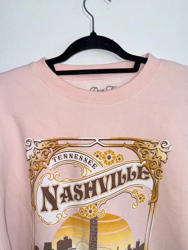 Nashville TN Light Pink Music City Graphic Sweatshirt Boutique - Image 2