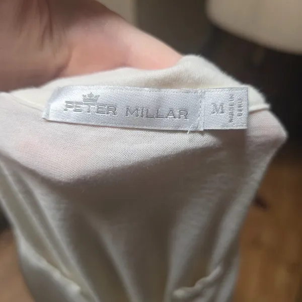 Peter Millar Cream White Pima Cotton Long Sleeve V Neck Tunic Top - Image 7