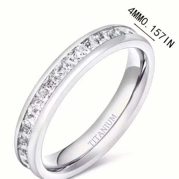 Women’s Luxury Collection Titanium Steel Cubic Zirconia Diamonds 4mm Band 7 - Image 3