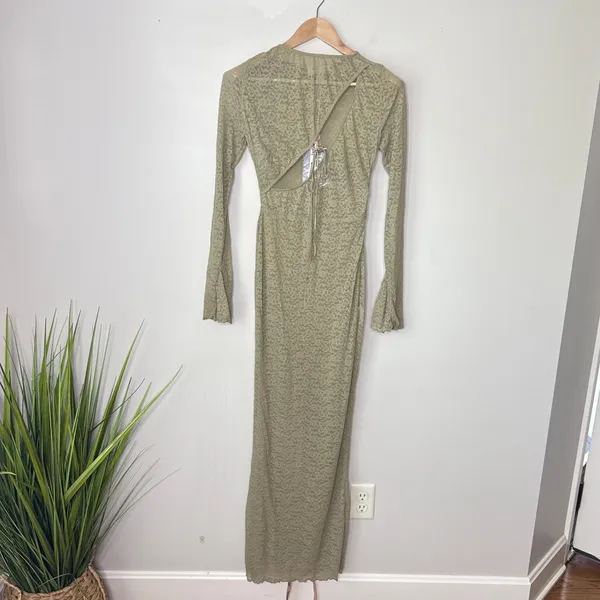 House of‎ CB Giovanna Musk Lace Long Sleeve Maxi Dress NWT Cut Out Small Sexy - Image 6