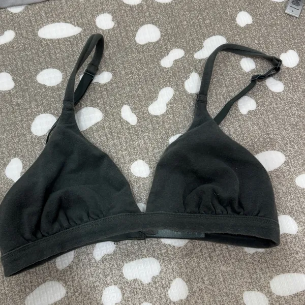 SKIMS triangle bralette Cotton vneck sea mineral forest - Image 3