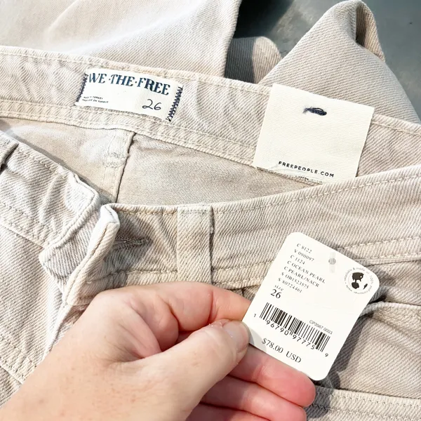 Free People We The Free Shelby Low-Rise Boyfriend Jeans Ocean Pearl Tan 26 - Image 4