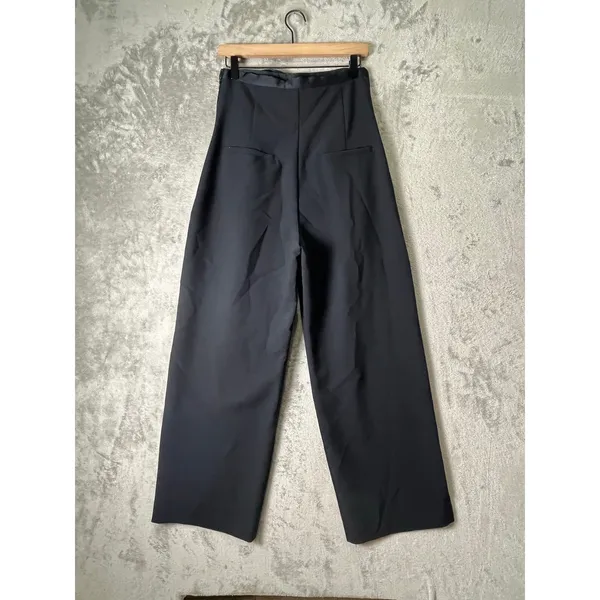 Anthropologie Corset Bow Pleated Wide Leg Pants Black High Rise Size 6 Chic - Image 3