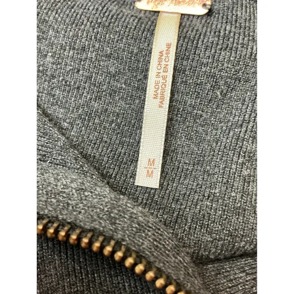 Free‎ People Womens Striped Quarter Zip Tunic Sweater Grey Tan Size M Oversized - Image 5