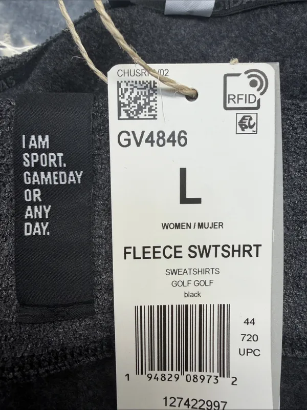 adidas Women’s Gray Heather Crewneck Fleece Pullover Sweatshirt - Image 8