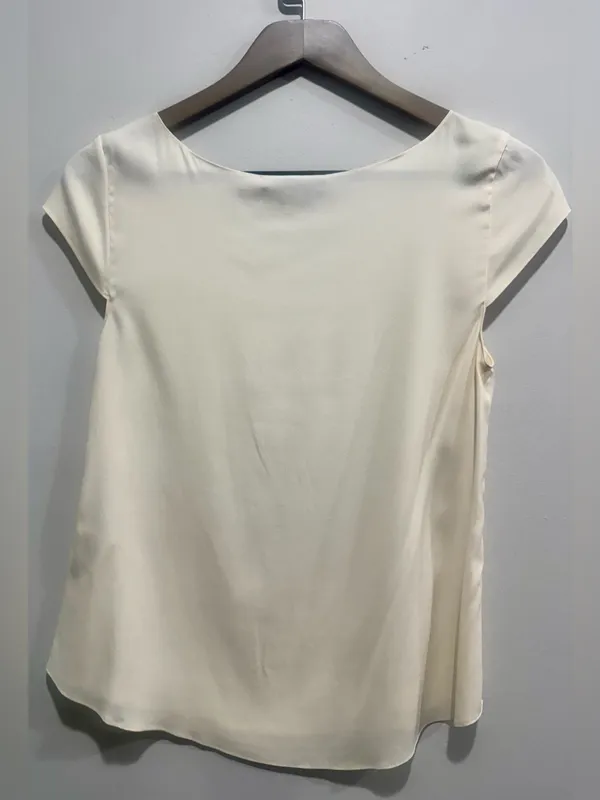 Alice + Olivia BASE Ivory Silk Cap Sleeve Blouse XS - Image 3