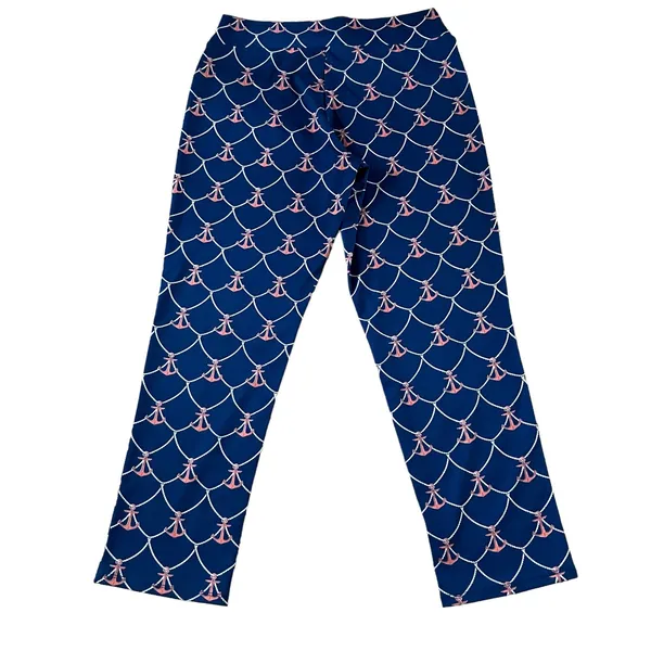 Mud Pie Cropped Pants Leggings Stretchy Navy Nautical Coastal Size‎ Small - Image 4