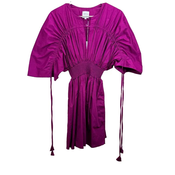 Misa Pink Los Angeles Camila Cinched Mini Dress Magenta Pink Pockets SMALL - Image 8