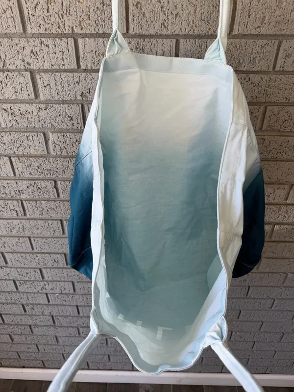 Athleta Beach Bag Gym Bag Tote Bag Blue Ombre Canvas Shopping Bag - Image 3