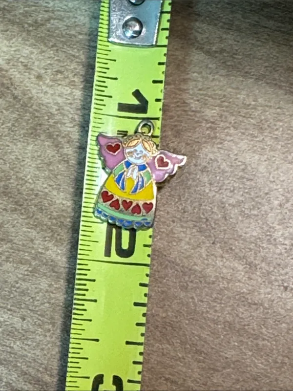 Vintage 1973 Enamel Angel Heart Charm Pendant - Image 7