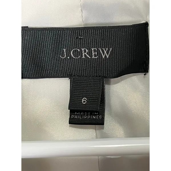 J.Crew Puckered Gingham Blazer Navy White Cotton 1-Button Blazer Jacket Size 6 - Image 5