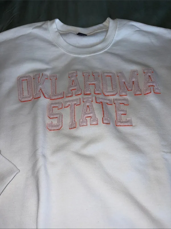 Gildan White Oklahoma State Crewneck Sweatshirt with Orange Accent - Image 5