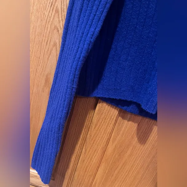 Madewell Readfield Pullover Wool Cropped Sweater in Voyage Cobalt Blue Sz Medium - Image 13
