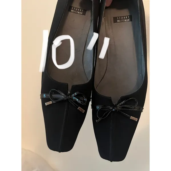 Stuart Weitzman‎ Pump Women 8.5 Black Kitten Bow Square Toe Professional Evening - Image 7