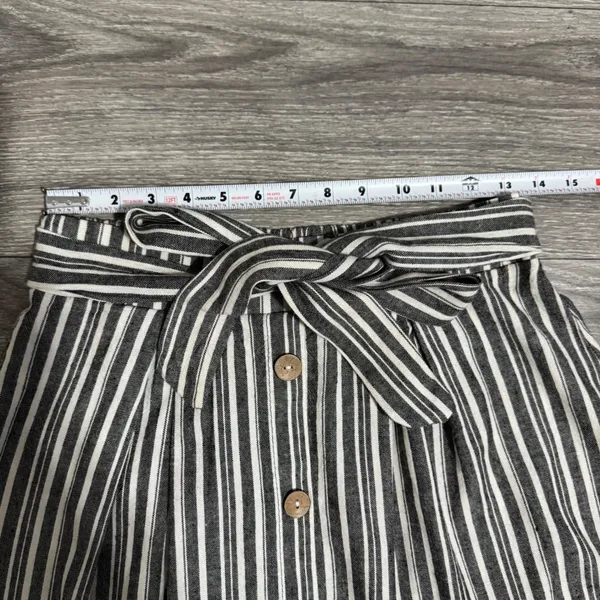 See You Monday Linen Blend Striped Midi Skirt‎ Size L Black White Nautical Cottagecore Modest - Image 5