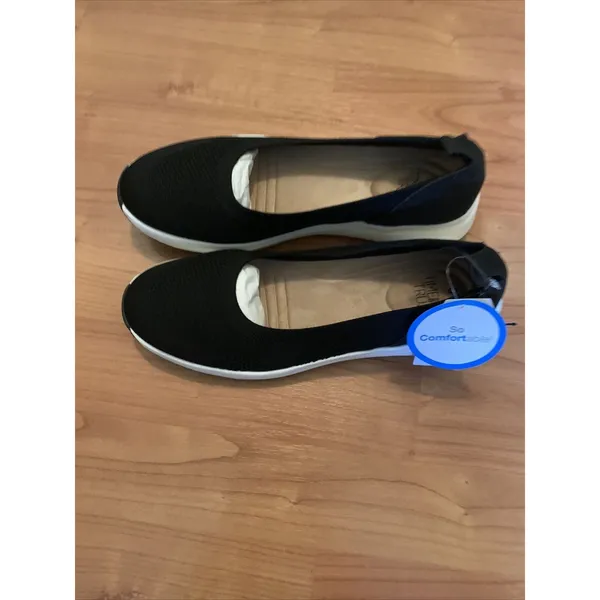 Time And Tru Women's Comfort Black Ballet Flats Shoes Black White Size 8 - Image 11