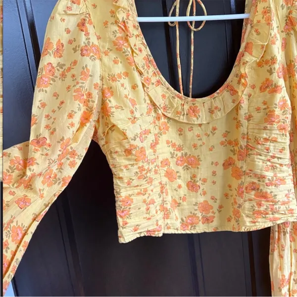 EUC Free People Another Life Crop Top Floral Honey Combo Size Medium - Image 5