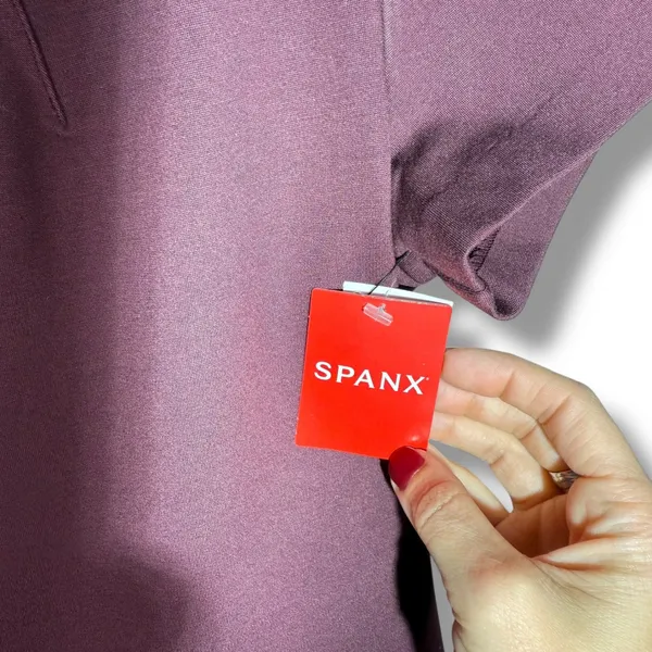 SPANX The Perfect Funnel Top Short Sleeve Blouse‎ Maroon Size S - Image 3
