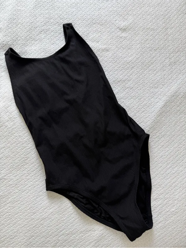 Andie The Montauk Ribbed One Piece Swimsuit Black Medium - Image 9