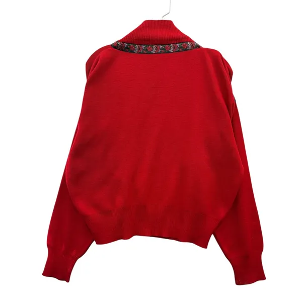 Vintage Meister Women's Red‎ Wool Blend Knit Sweater V-Neck Metal Clasps Retro M - Image 2