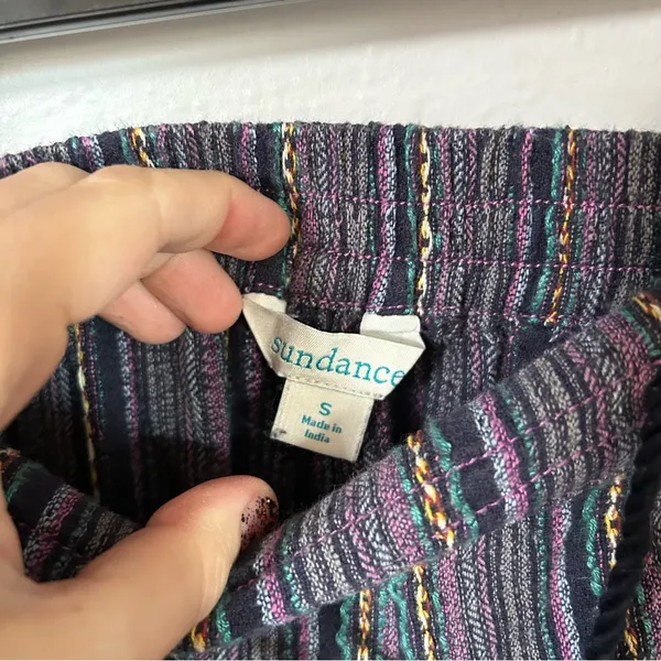 Sundance boho lagenlook cotton blend striped pants colorful small pull on - Image 5