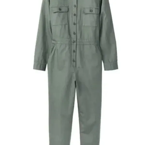 NWT Outerknown Utility Sea Button Front Long Sleeve Jumpsuit Green Medium - Image 6