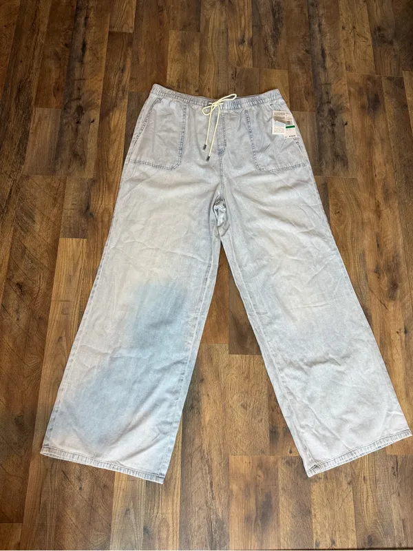 Michael Kors Light Blue Wide-Leg Drawstring Jeans size L - Image 9
