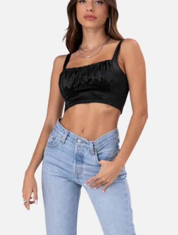Adika Slick Satin Finish Crop Top - Image 2