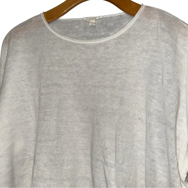 Eileen Fisher Women’s Size S P White Linen Knit Boxy 3/4 Sleeve Sweater - Image 3