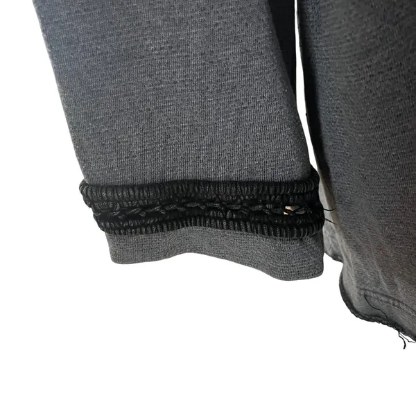 Free People Charcoal Gray Oversized Bell Crochet Notched V-Neck Top Medium‎ - Image 2