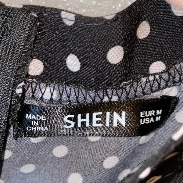 Shein‎ Black White Polka Dot Midi Dress Cold Shoulder Medium - Image 4