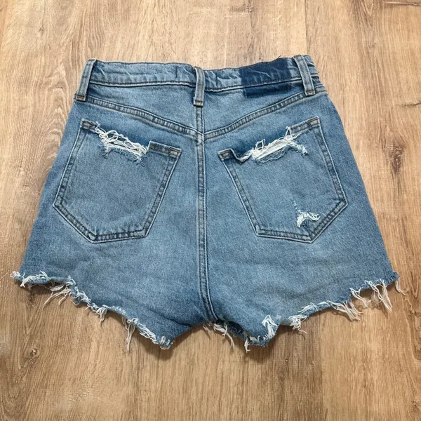 Abercrombie & Fitch | Curve Love High Rise Distressed‎ Denim Mom Shorts, 25/0 - Image 2