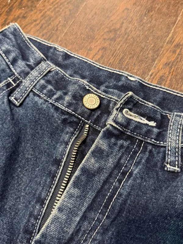 Brandy Melville Carpenter Dark Blue Straight-Leg Double Knee Jeans - Image 5