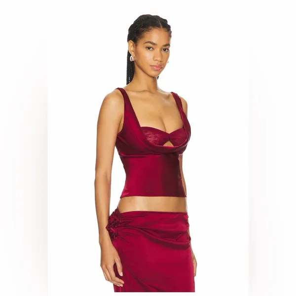 NWT Lioness Delilah Top in Burgundy, size S BRALETTE IS MISSING - Image 2