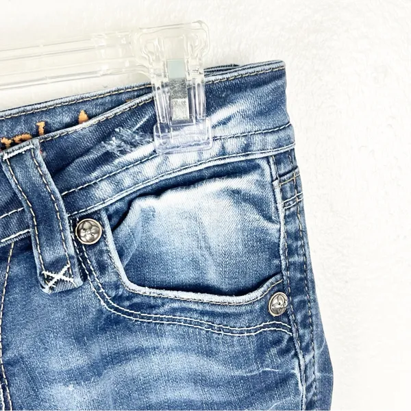 ROCK REVIVAL Alivia Blue Light Distressed Fray Hem Skinny Jeans 2 Boho Festival - Image 9