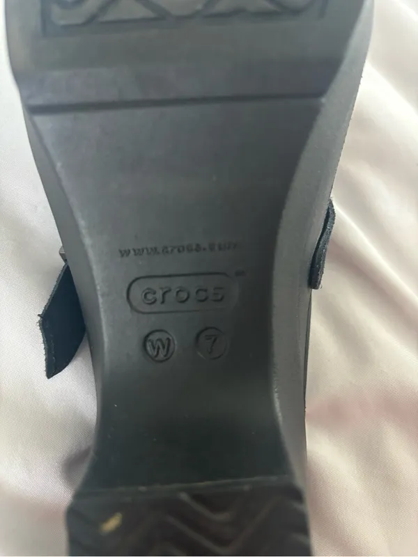 CROCS Black Slip-On Clog Mules with Buckle Strap - Image 6
