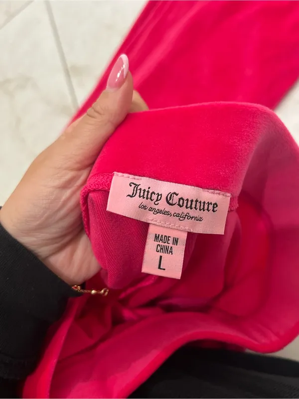 NEW Juicy Couture Hot Pink Velour Track Pants Size Large - Image 3