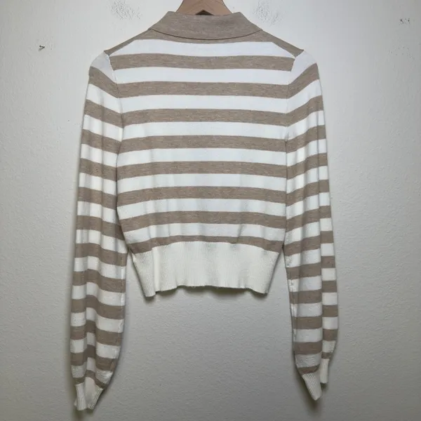 Favorite Daughter Women The Belle‎ Cardigan Sweater Medium Preppy Striped Polo - Image 4