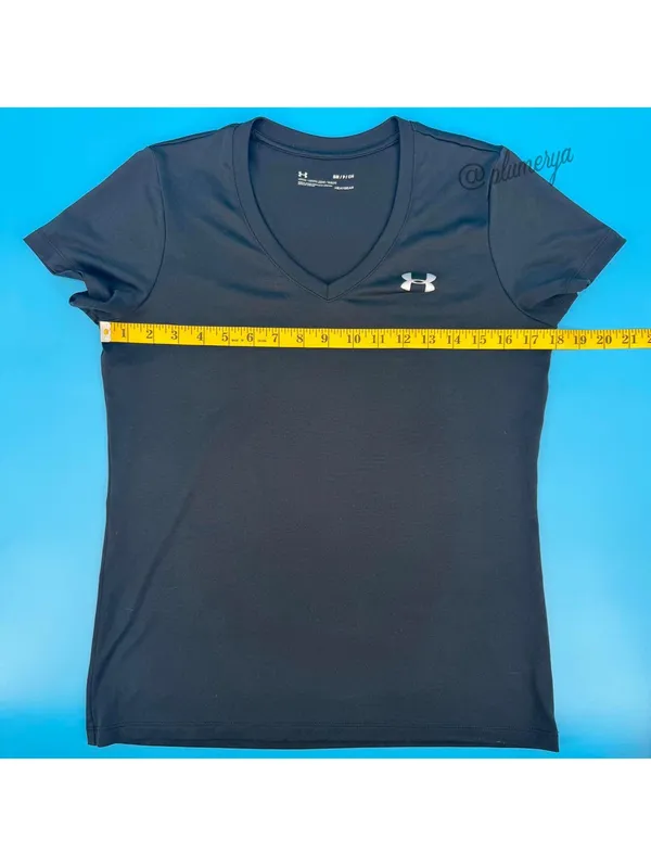 Under Armour Heatgear Women’s UA Tech V-Neck Short Sleeve Shirt Black Size - Image 3