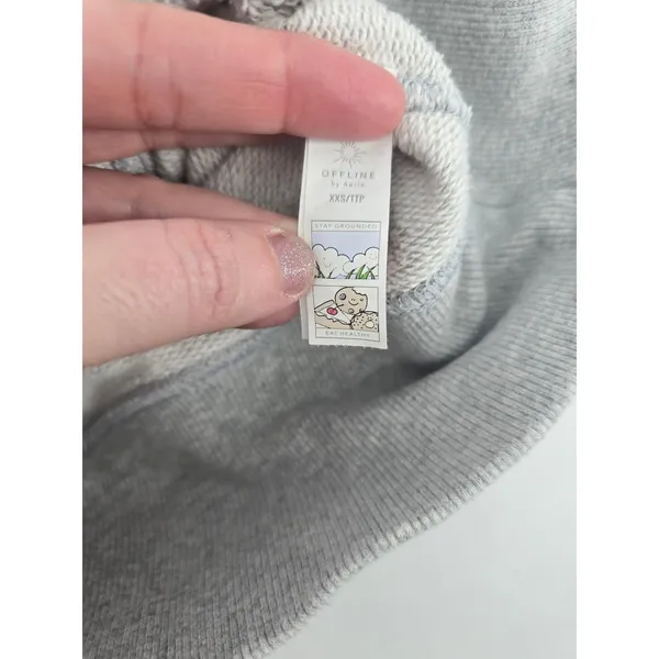 OFFLINE by Aerie Hoodie Womens XXS Full‎ Zip Heather Gray French Terry EXCELLENT - Image 6