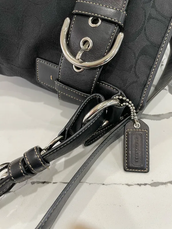 Vintage Coach Soho Signature Canvas Buckle Duffle Bag 3574 Black ORIGIN RECEIPT - Image 19