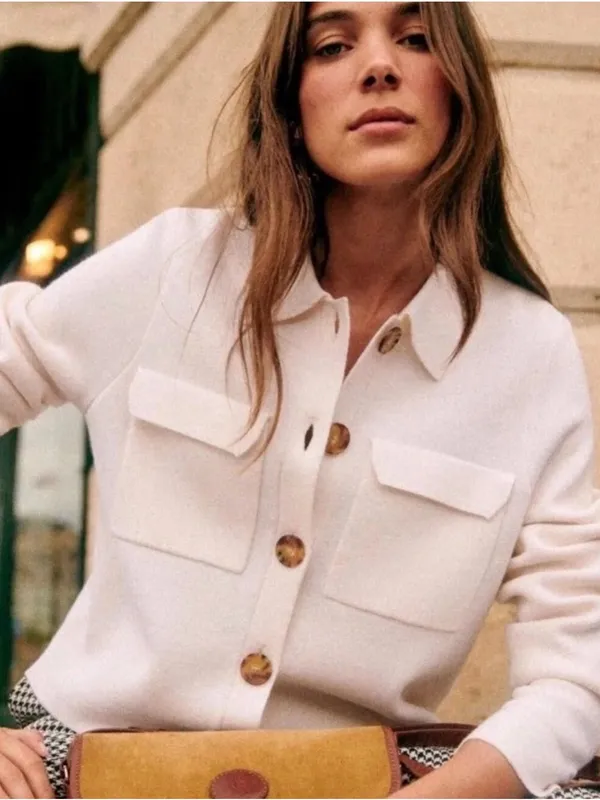 Sézane EUC Betty Merino Wool Cardigan Jacket Ecru Extra Small XS - Image 2