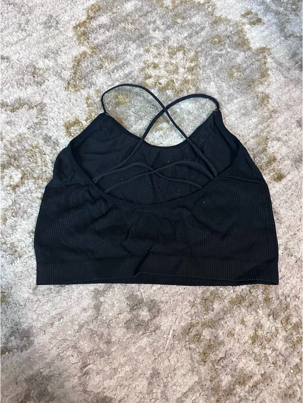 Cropped Criss Cross Tank Black Size L - Image 2