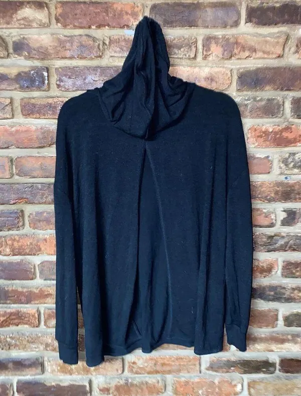 Aritzia Wilfred Free Black Knit Open Back Hoodie Sweater Sweatshirt Size Small - Image 6